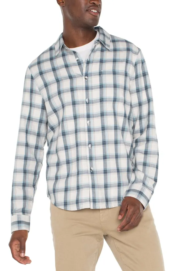 Liverpool Los Angeles Shirts LONG SLEEVE BUTTON UP SHIRT Putty Blue Grey 8211 Mens