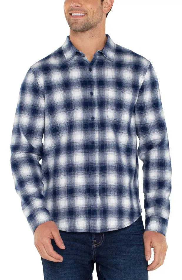 Liverpool Los Angeles Shirts LONG SLEEVE BUTTON UP SHIRT White Navy 8211 Mens