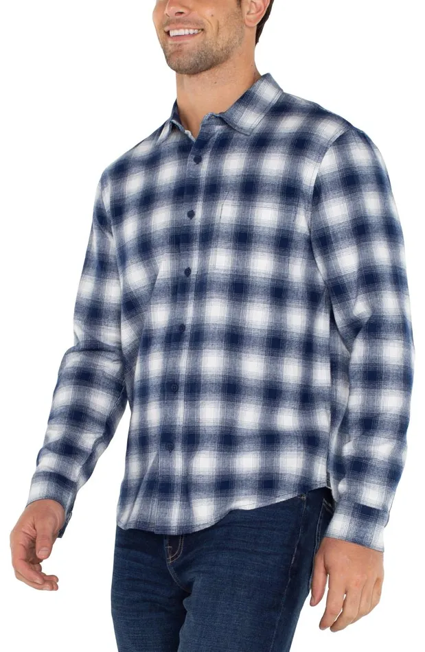 Liverpool Los Angeles Shirts LONG SLEEVE BUTTON UP SHIRT White Navy 8211 Mens