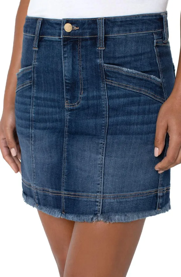 Liverpool Los Angeles Skirts HIRISE FRAY HEM SKIRT WITH SEAMING Weston 8211 Womens