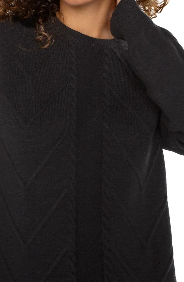 Liverpool Los Angeles Sweaters LONG SLEEVE CREW NECK RAGLAN SWEATER Black 8211 Womens