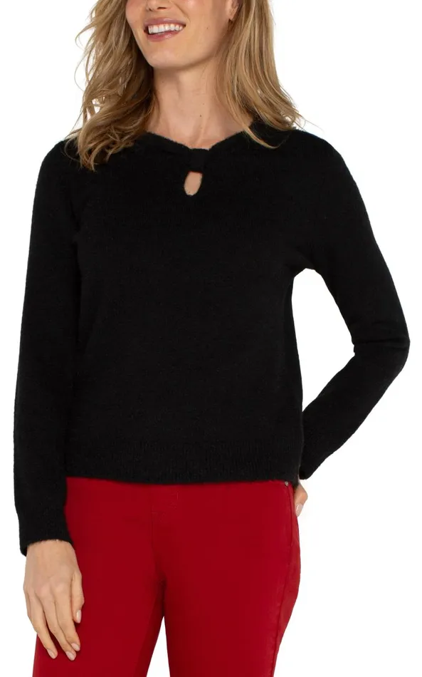 Liverpool Los Angeles Sweaters LONG SLEEVE CUT OUT BOW NECK SWEATER Black 8211 Womens
