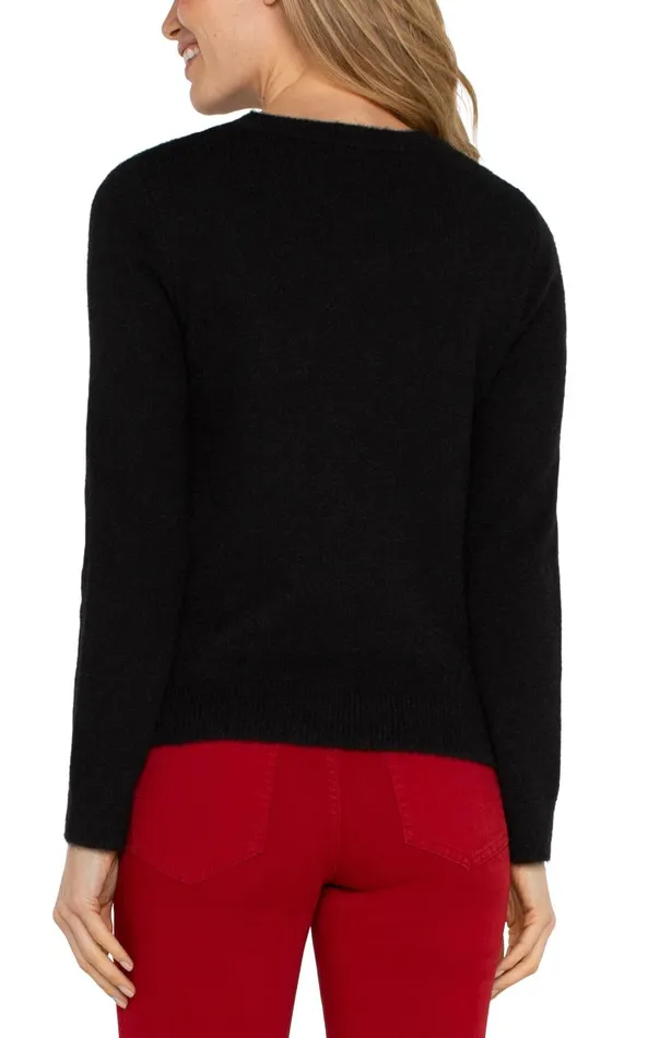 Liverpool Los Angeles Sweaters LONG SLEEVE CUT OUT BOW NECK SWEATER Black 8211 Womens