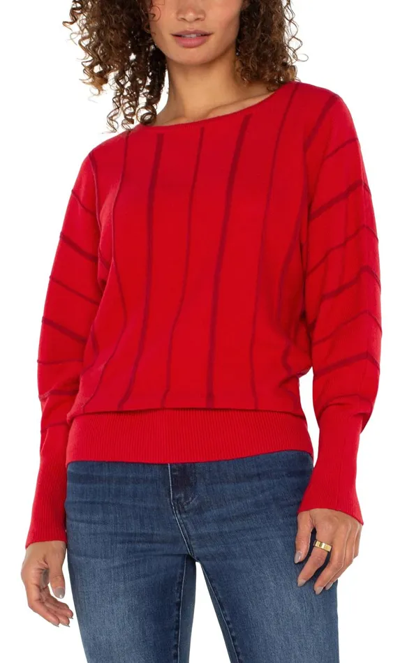 Liverpool Los Angeles Sweaters LONG SLEEVE DOLMAN SWEATER WITH STRIPE Tango Red 8211 Womens Liverpool Los Angeles Sweaters LONG SLEEVE DOLMAN SWEATER WITH STRIPE Tango Red 8211 Womens