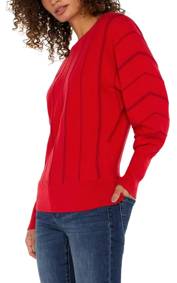 Liverpool Los Angeles Sweaters LONG SLEEVE DOLMAN SWEATER WITH STRIPE Tango Red 8211 Womens