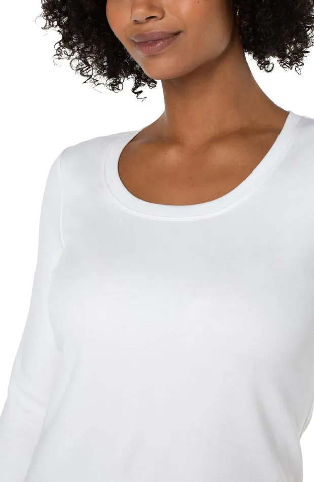Liverpool Los Angeles Tees 34 SLEEVE SCOOP NECK KNIT TEE White 8211 Womens