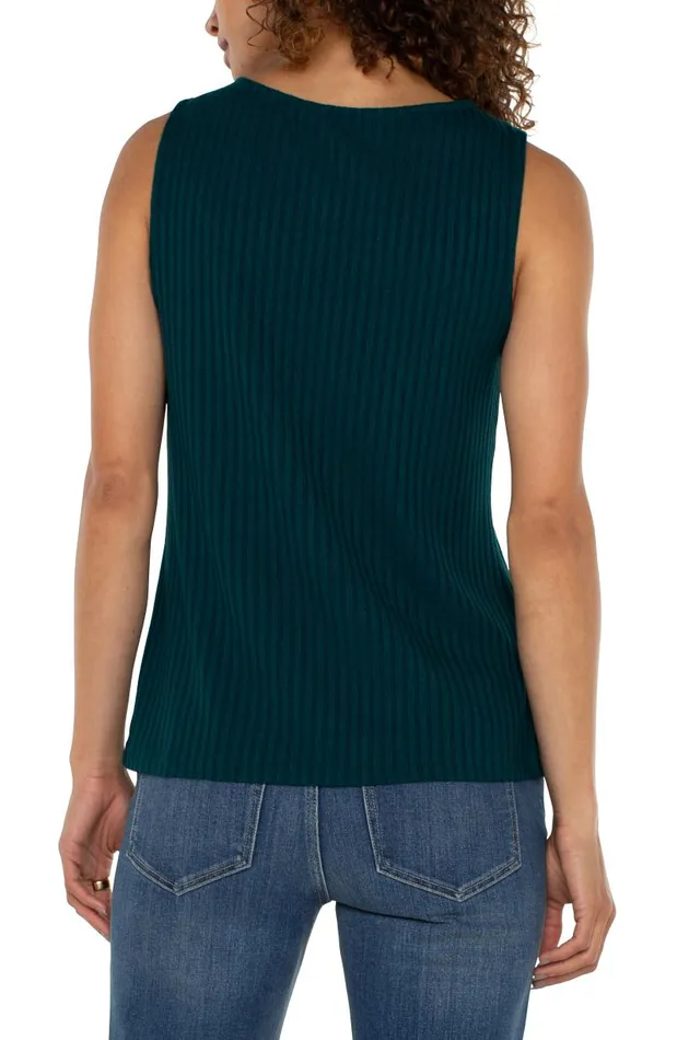 Liverpool Los Angeles Tees SLEEVELESS BOAT NECK RIB KNIT TOP Dark Forest 8211 Womens
