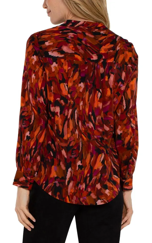 Liverpool Los Angeles Tops BUTTON FRONT SHIRT WITH BANDED COLLAR Painted Cedar 8211 Womens