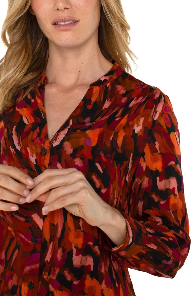 Liverpool Los Angeles Tops BUTTON FRONT SHIRT WITH BANDED COLLAR Painted Cedar 8211 Womens