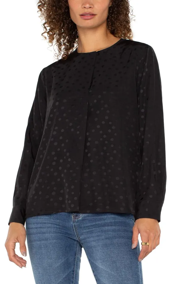 Liverpool Los Angeles Tops LONG SLEEVE POPOVER WOVEN BLOUSE Black Dot 8211 Womens