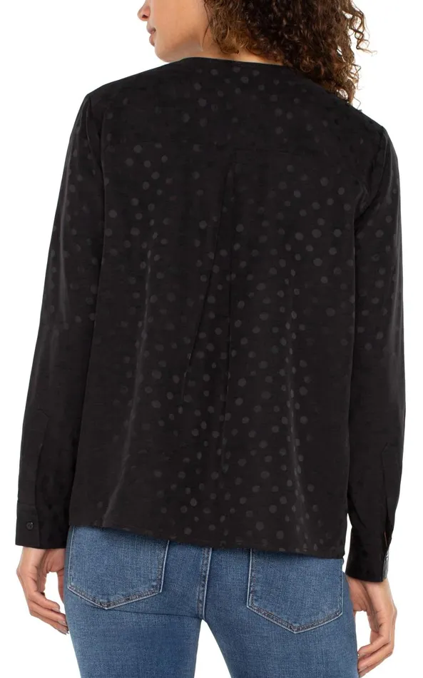 Liverpool Los Angeles Tops LONG SLEEVE POPOVER WOVEN BLOUSE Black Dot 8211 Womens