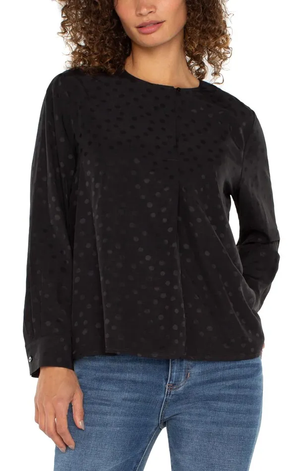 Liverpool Los Angeles Tops LONG SLEEVE POPOVER WOVEN BLOUSE Black Dot 8211 Womens