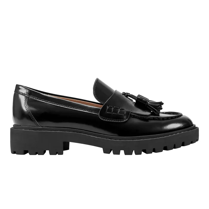 Loafers and Flats Ozzie Tassle Loafer Black Leather Marc Fisher Women