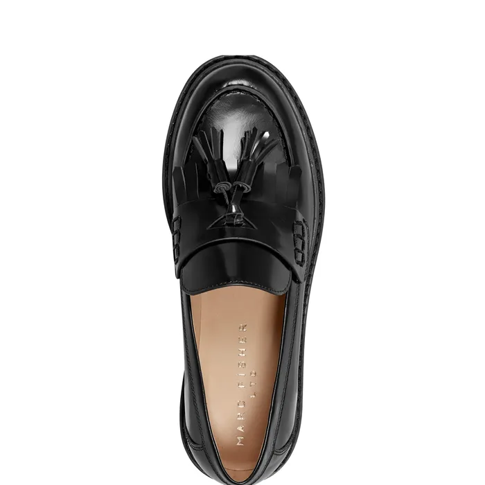 Loafers and Flats Ozzie Tassle Loafer Black Leather Marc Fisher Women