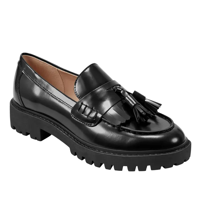 Loafers and Flats Ozzie Tassle Loafer Black Leather Marc Fisher Women