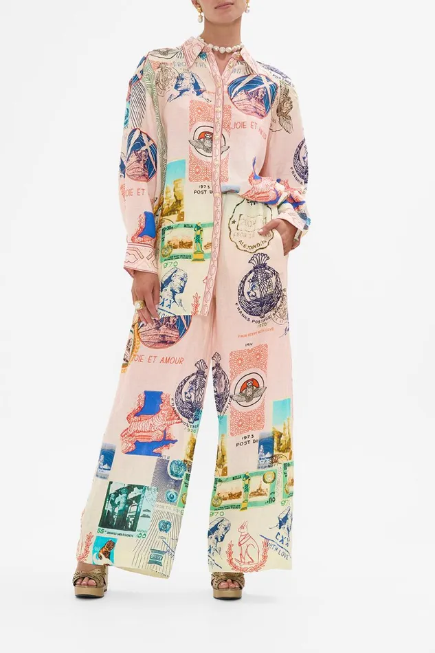 LONG LINE SHIRT WITH YOKE AND BUTTON DETAIL HAUTE PASSPORT Haute Passport Womens Camilla Blouses and Shirts