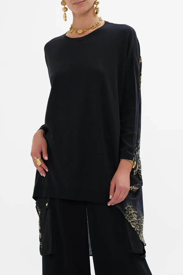 LONG SLEEVE JUMPER WITH PRINT BACK CAT WORSHIP Cat Worship Womens Camilla Knitwear