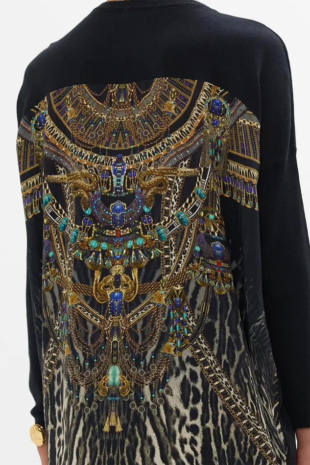 LONG SLEEVE JUMPER WITH PRINT BACK CAT WORSHIP Cat Worship Womens Camilla Knitwear