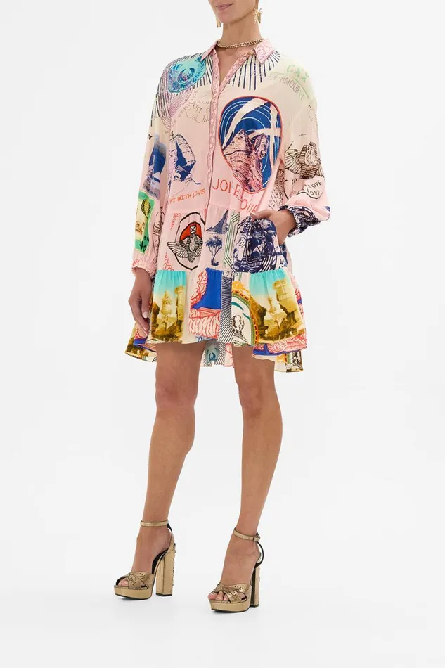 LONG SLEEVE TIERED SHORT DRESS HAUTE PASSPORT Haute Passport Womens Camilla Dresses
