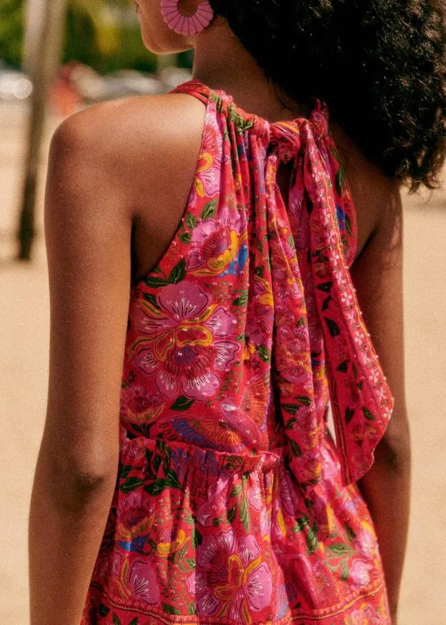 Macaw Flowers Gabriela Short Dress Women FARM Rio Mini Dresses