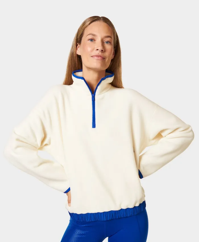 Mallow Half Zip Pullover Studio White Women Jumpers Hoodies Sweaty Betty