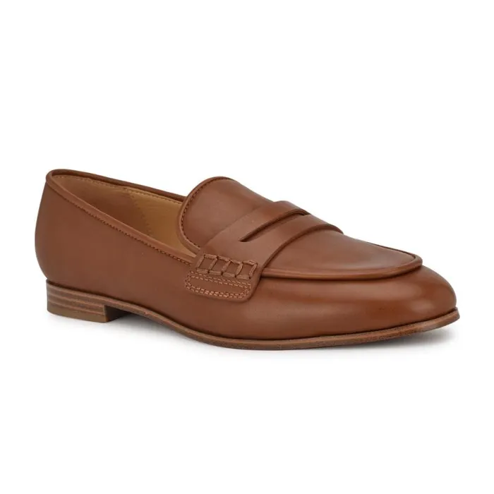 Manner Casual Loafers Dark Natural Leather Women Nine West Flats Manner Casual Loafers Dark Natural Leather Women Nine West Flats