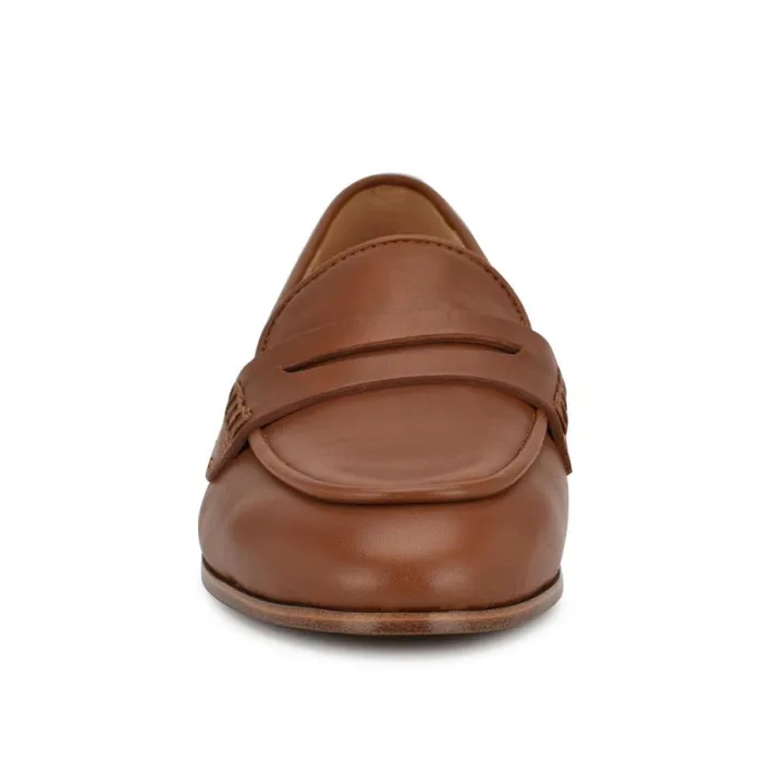 Manner Casual Loafers Dark Natural Leather Women Nine West Flats Manner Casual Loafers Dark Natural Leather Women Nine West Flats