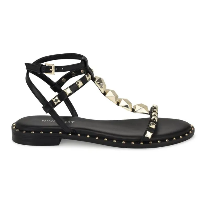 Marcila Studded Ankle Strap Sandals Black Women Nine West Sandals