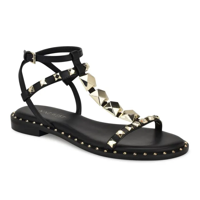 Marcila Studded Ankle Strap Sandals Black Women Nine West Sandals