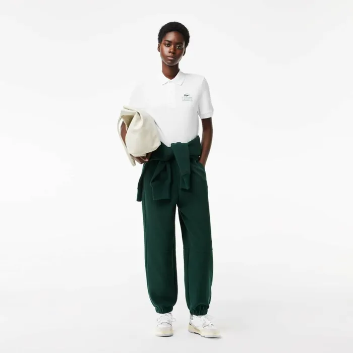 Matching Sets MenWomen Lacoste Unisex Signature Print Stretch Piqu Polo White 001