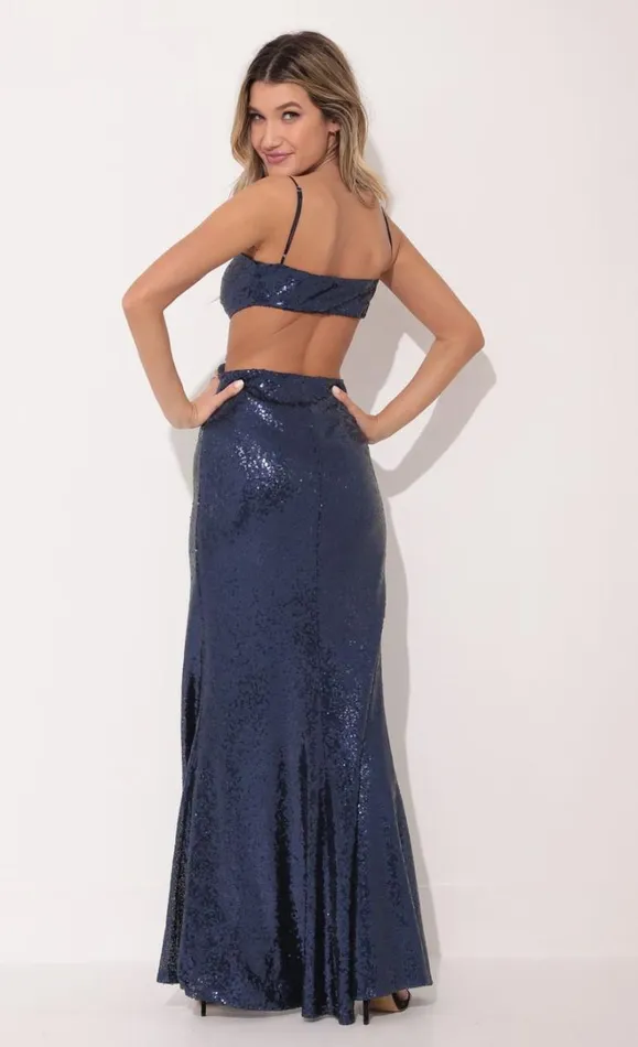 Maxi Blue Sequin Women LUCY IN THE SKY Maxi Dresses