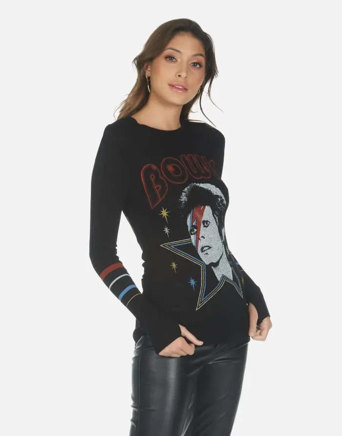 McKinley Bowie 1973 Tour Black Women Lauren Moshi Long Sleeve