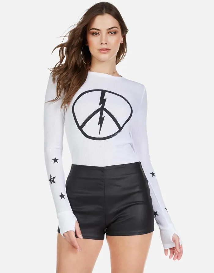 McKinley Peace Lightning Star White Women Lauren Moshi Long Sleeve