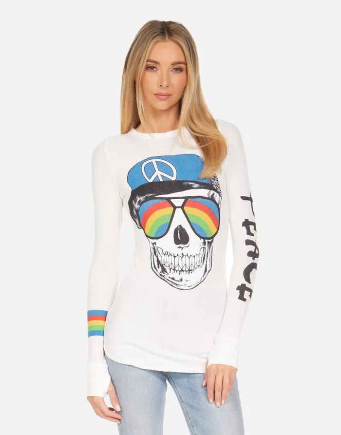 McKinley Rainbow Peace Skull Milk Women Lauren Moshi Long Sleeve