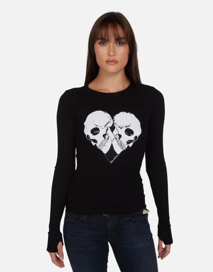 McKinley Skull Heart Black Women Lauren Moshi Long Sleeve