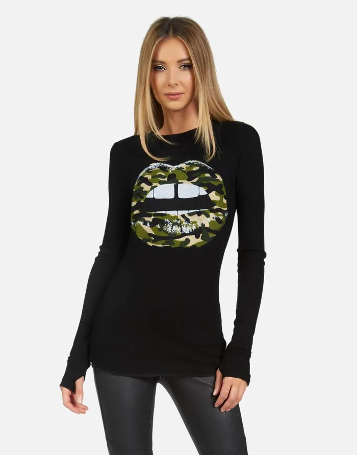 McKinley X Camo Lip Black Women Lauren Moshi Long Sleeve