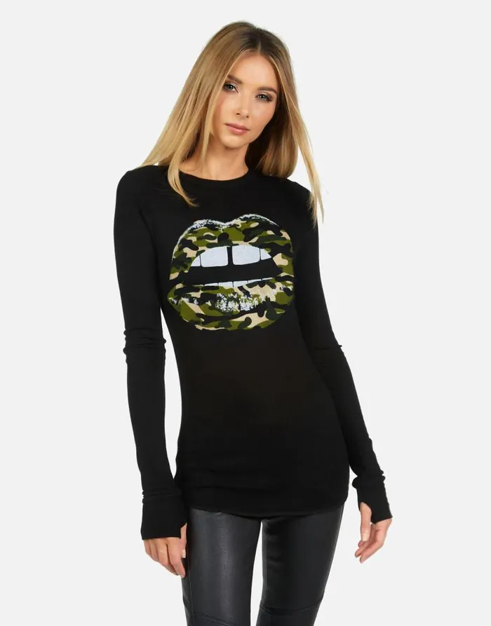 McKinley X Camo Lip Black Women Lauren Moshi Long Sleeve