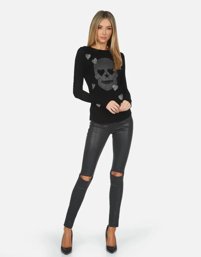 McKinley X Crystal Peace Love Skull Black Women Lauren Moshi Long Sleeve