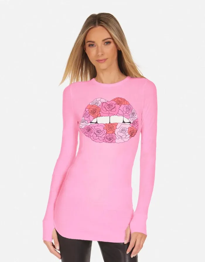 McKinley X Rose Lip Neon Pink Women Lauren Moshi Long Sleeve