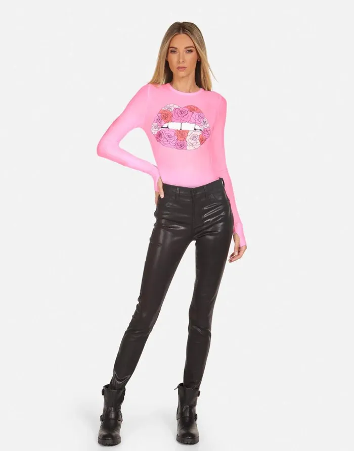 McKinley X Rose Lip Neon Pink Women Lauren Moshi Long Sleeve