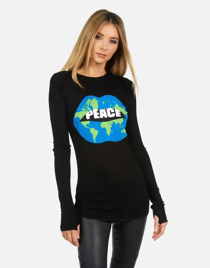 McKinley X World Peace Lips Black Women Lauren Moshi Long Sleeve