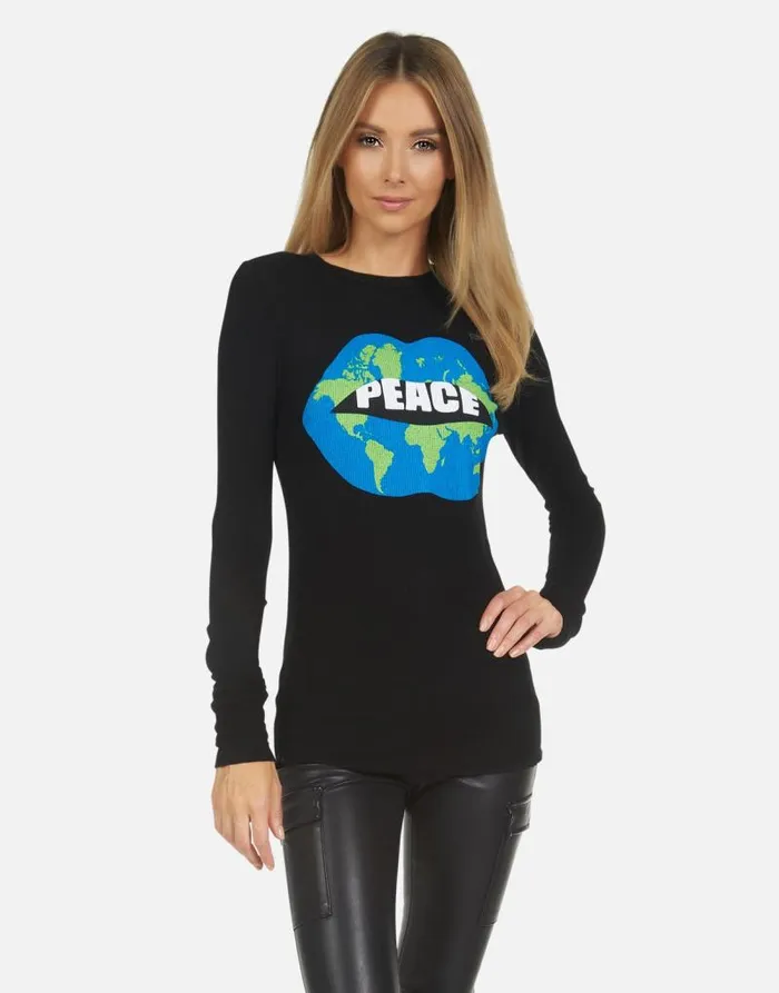 McKinley X World Peace Lips Black Women Lauren Moshi Long Sleeve