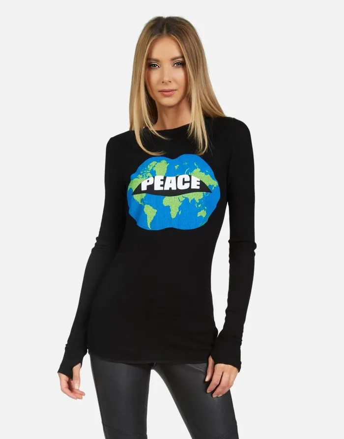 McKinley X World Peace Lips Black Women Lauren Moshi Long Sleeve
