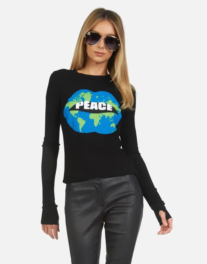 McKinley X World Peace Lips Black Women Lauren Moshi Long Sleeve
