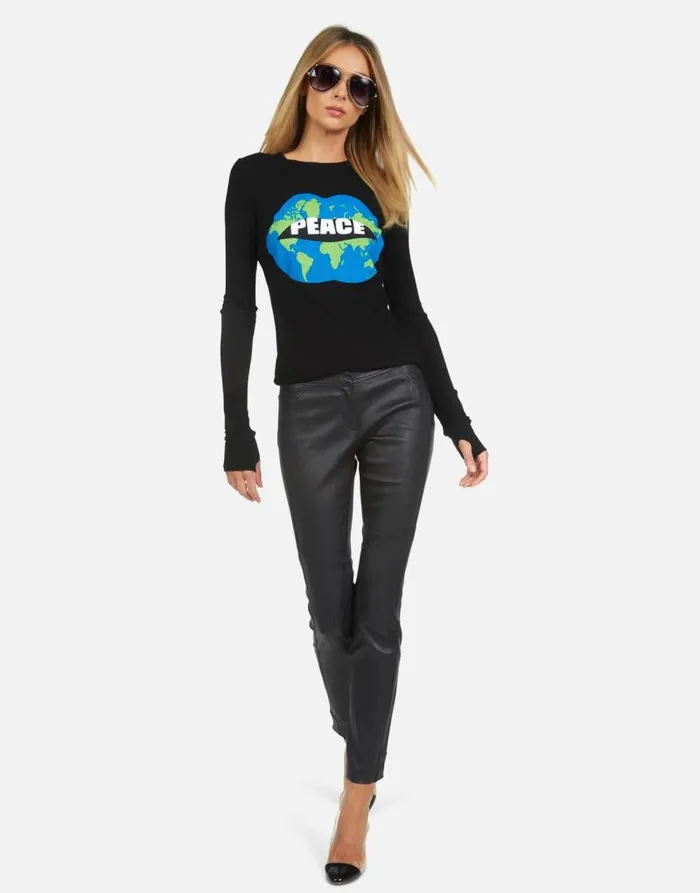 McKinley X World Peace Lips Black Women Lauren Moshi Long Sleeve