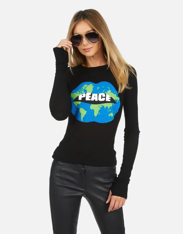 McKinley X World Peace Lips Black Women Lauren Moshi Long Sleeve