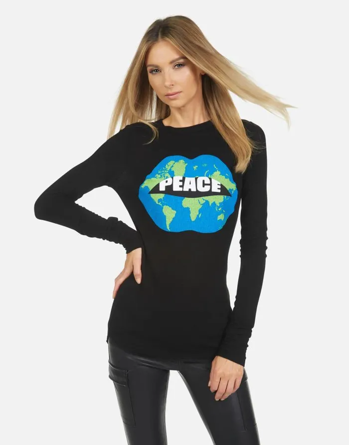 McKinley X World Peace Lips Black Women Lauren Moshi Long Sleeve