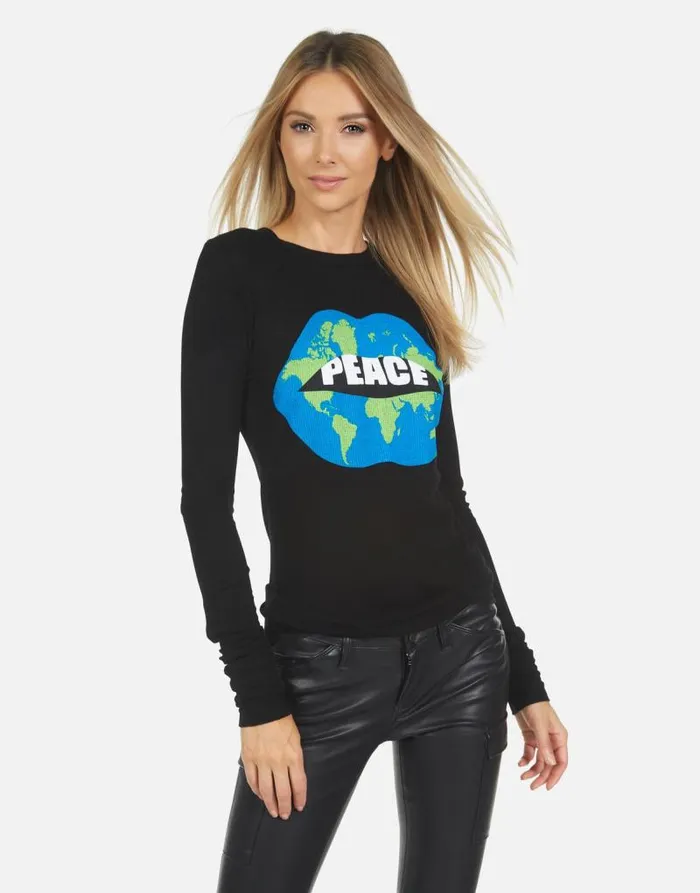 McKinley X World Peace Lips Black Women Lauren Moshi Long Sleeve