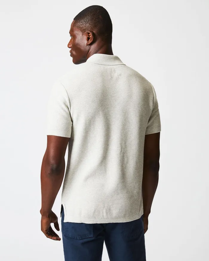 Men American Pique Sweater Polo Heathered Grey Billy Reid Polos Tees and Henleys