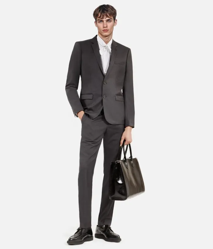 Men Blazers and Suits THE KOOPLES Gray Wool Suit Jacket Cinched Cut